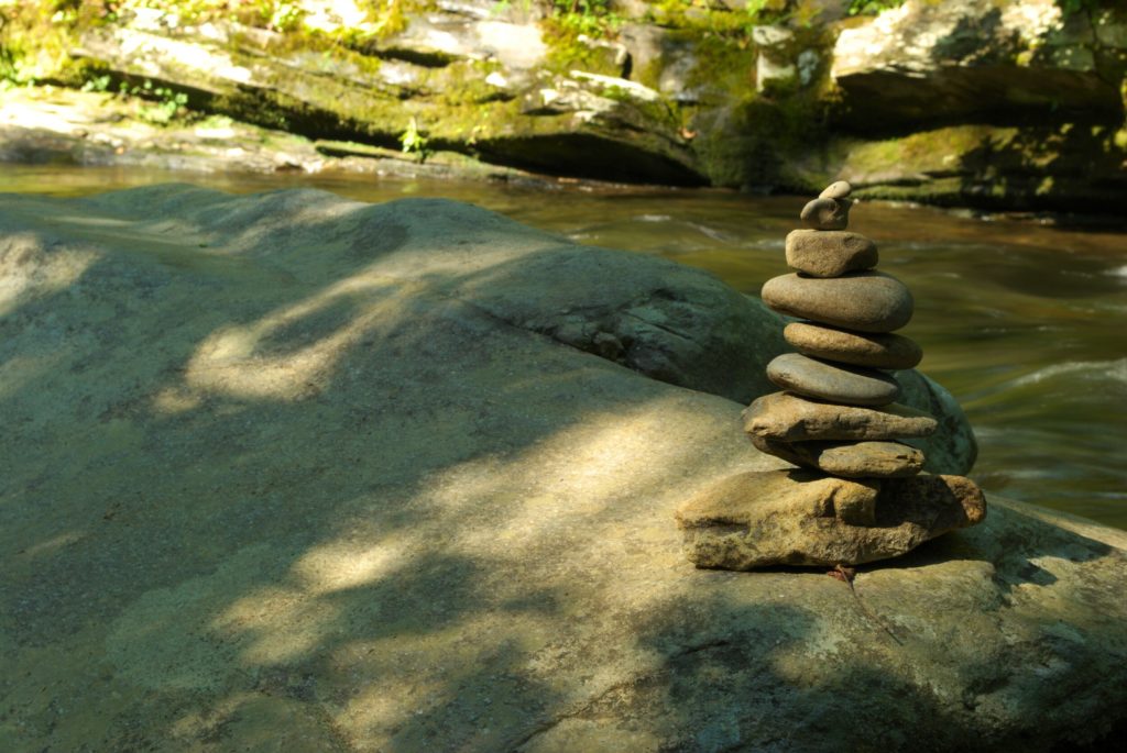 Stone cairn near the creek