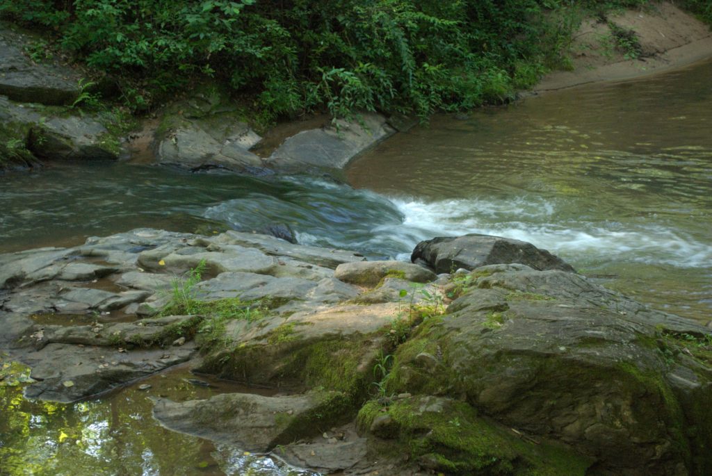 water flowing over rocks in a creek